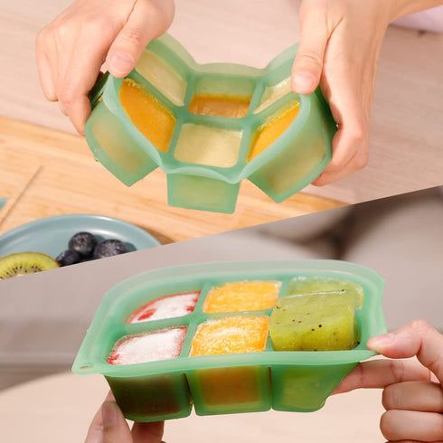 4m+ haakaa Silicone Baby Food Tray - Breastmilk Homemade Baby Food Mold - Baby Fresh Food Freezer Tray - Ice Cube Tray