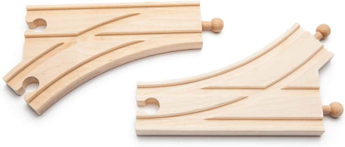 2Pcs Maxim Enterprise, inc. Wooden Curved Switch Tracks, Compatible with Thomas & Friends, Brio, Major Brand Wooden