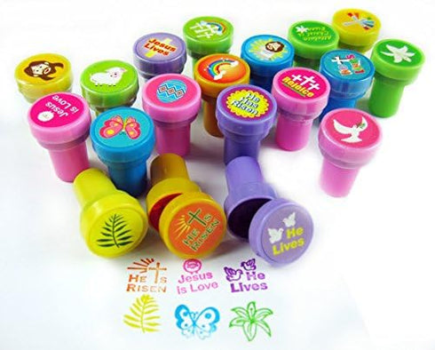 Tiny Mills 24 Pcs He Lives Jesus Stampers, Kids Easter Egg Fillers, Basket Stuffers, VBS Prizes
