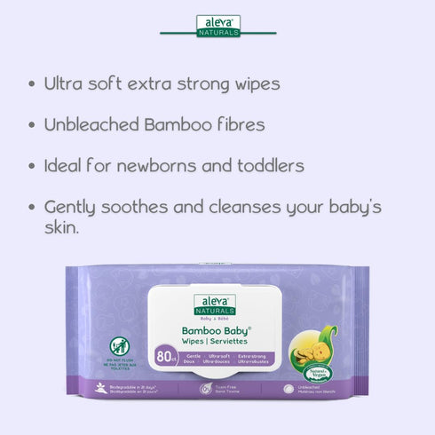 480 Aleva Naturals Bamboo Baby Wipes - ct
