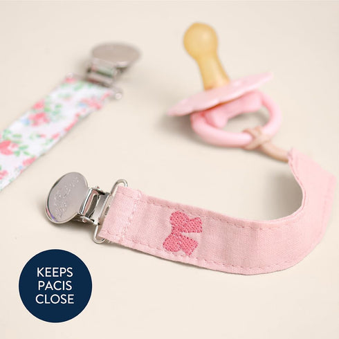 Pack 2 Itzy Ritzy Fabric Pacifier Strap Universal Pacifier Clip Attaches to Clothing, Strollers & Bags - Keeps