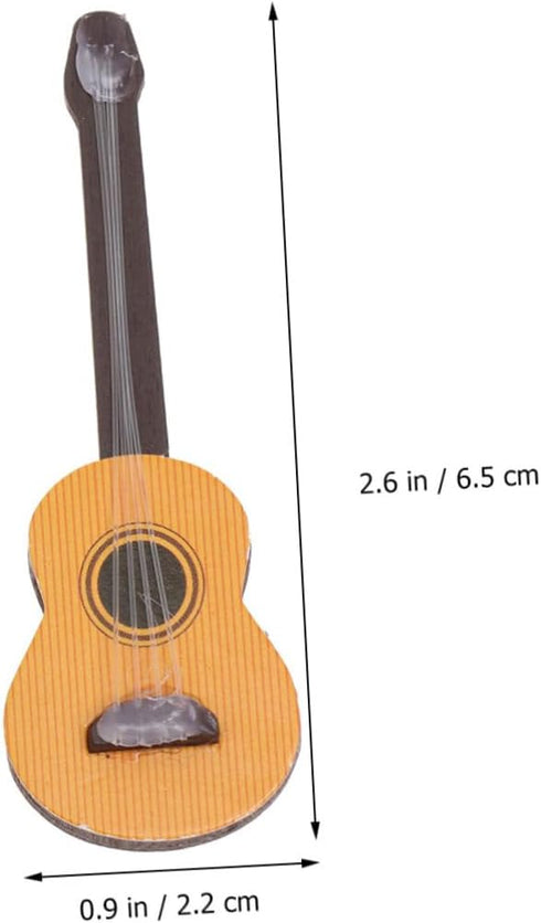 EXCEART 4 Pcs Wooden Miniature Guitar Miniature Wooden Instrument Desktop Micro Landscape Statue DIY Miniature Guitar