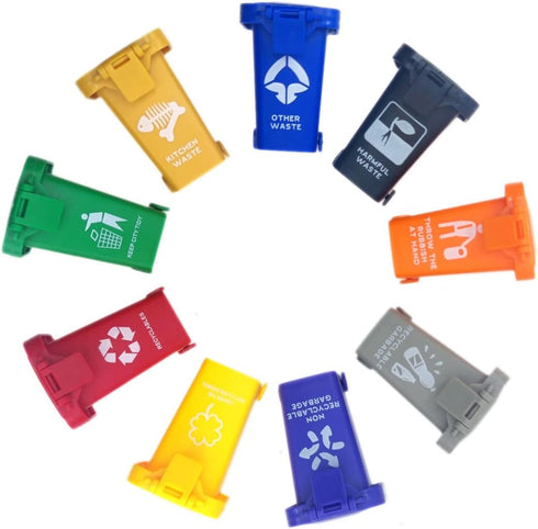 Kids Garbage Classification Toy Vehicles, 6 Trash Cans + 100 Cards Garbage Truck