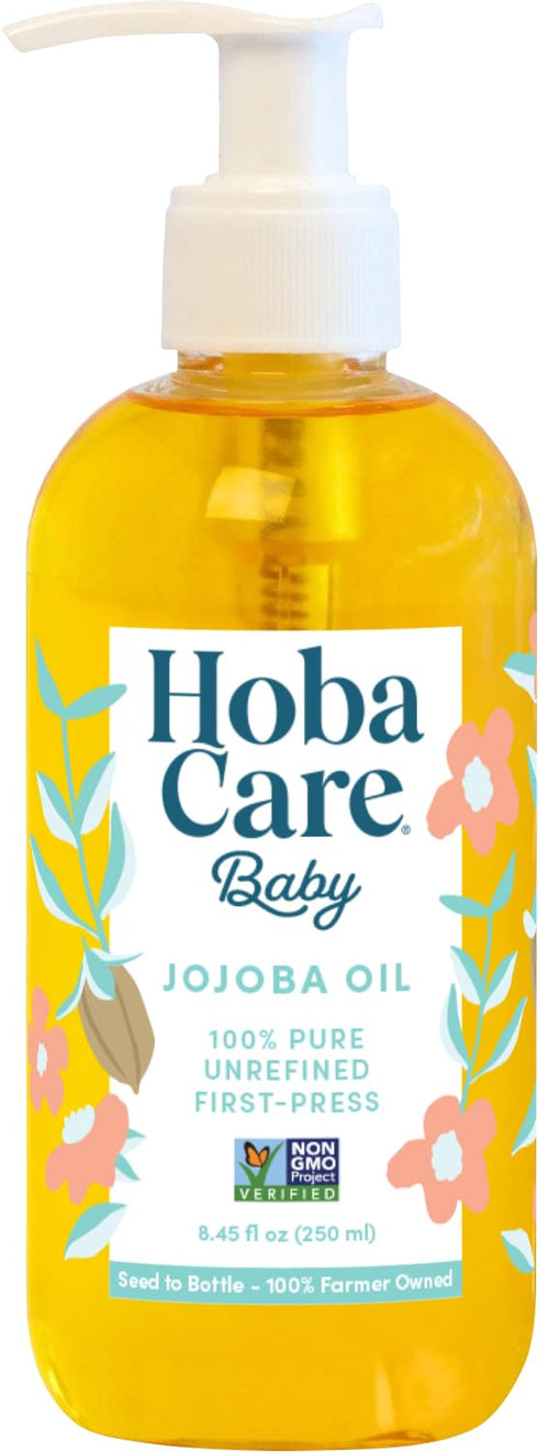 HobaCare Jojoba Baby Oil with Pump Dispenser 100% Pure Natural Unrefined Unscented