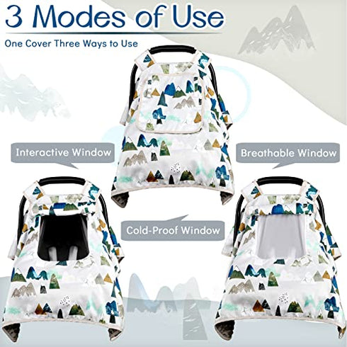 Cozy 0-12 Baby Car Seat Cover, Car Carseat Canopy Boys, Minky & Baby Lounger Replacement Cover, Newborn Lounger Cover