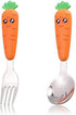 Travel Cutlery Set Baby, 2 PCS Toddler Utensils, Kids Spoon and Fork Self-Feeding, Stainless Steel Fun Baby Silverware