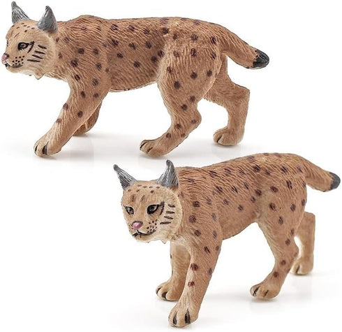 2 Pcs Realistic Lynx Figure, Plastic Lynx Figurine, Simulated Lynx Model for Halloween Christmas Party Favors