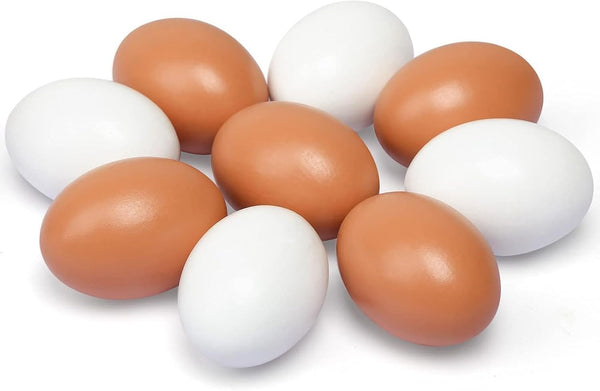 SallyFashion Wooden Fake Eggs, 9 Pieces 2 Colors Wooden Egg Wood Eggs