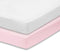 Everyday Kids 2-Pack Fitted Crib Sheets, 100% Soft Microfiber Baby Sheet, Pink and White Nursery Sheets