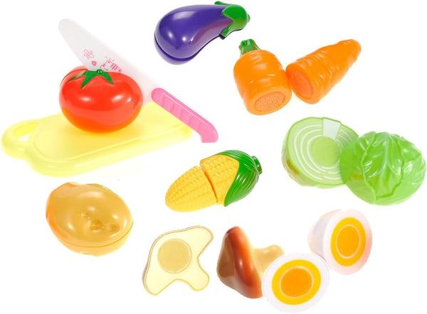PowerTRC Kitchen Cutting Play Fruit & Vegetables Toy Set, 18 Pcs Pretend Cooking Educational Gift for Toddlers