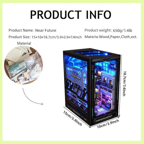 Montidey 3D DIY Dollhouse Booknook Bookshelf Insert Decor,DIY Book Nook Kit, Wooden Puzzle with LED Lighting Book Nook