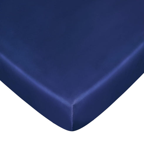 Soft & Silky Satin Pack and Play Playard Sheet for Boys and Girls, Mini Crib Mattress Cover (39"x27"x5"), Navy
