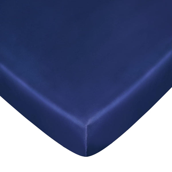 Soft & Silky Satin Pack and Play Playard Sheet for Boys and Girls, Mini Crib Mattress Cover (39"x27"x5"), Navy