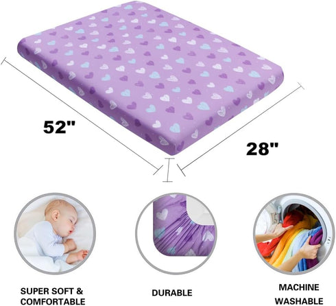 FIGEPO 4 Pack Set Baby Girl Crib Sheets Soft Fitted Floral or Elephant Theme Baby Girl Mattress Covers Breathable