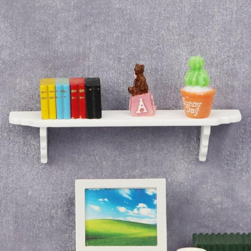 1Pc White Dollhouse Wall Shelf, 1:12 Scale Miniature Dollhouse Accessories for Kitchen Scene, Dollhouse Décor
