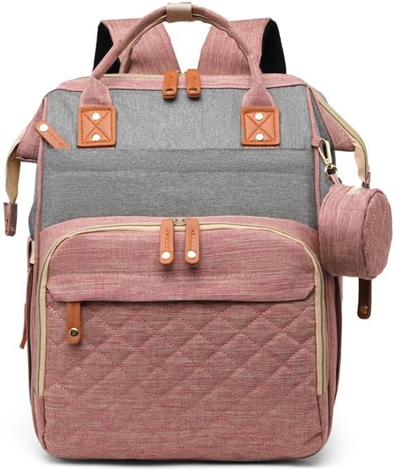 zepingminn Diaper Bag Backpack, Multifunctional Travel Baby Bag with Changing Pad, Insulated Bottle