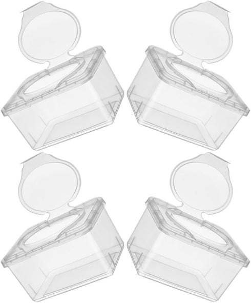 HAKIDZEL 4pcs Refillable Wipes Dispenser Container with Lid Dustproof Pp Plastic Wipe Storage