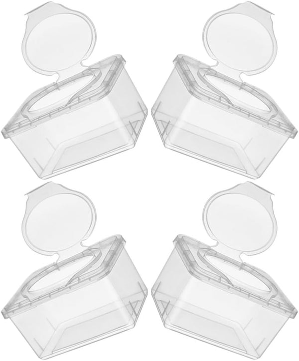 HAKIDZEL 4pcs Refillable Wipes Dispenser Container with Lid Dustproof Pp Plastic Wipe Storage