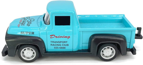 3 4 5 6 7 Vintage Blue Pickup Truck Trailer Towing Toy Camper RV Motorhome Toys for Boys Diecast Model Car Metal Pull