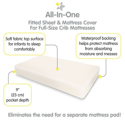 52" 28"/132 71 cm (2-Pack) BreathableBaby All-in-One Fitted Sheet & Waterproof Cover, for x x Crib Mattress, Ecru