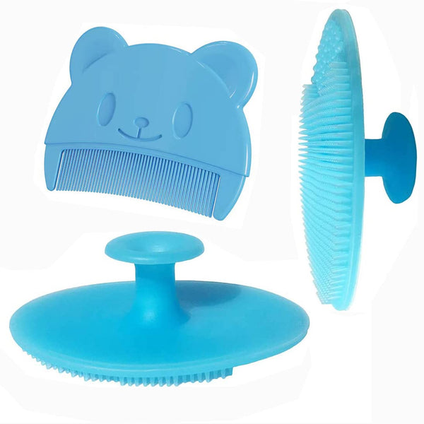 HUAYINGMEI Baby Bath Brush, Baby Cradle Cap Brush, Silicone Massage Brush, Baby Comb,