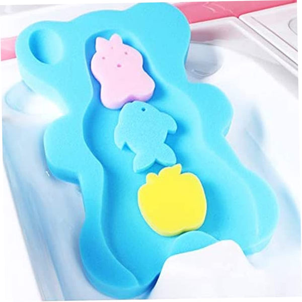 Naisicore Infant Bath Sponge, Bear Shaped Baby Bath Skid Proof Bath Support, Soft