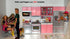 PowerTRC Mini Modern Doll Kitchen Play Set, Pink with Realistic Light & Sound for Kids