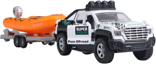 Metanyl Pickup Truck Trailer Towing Speed Boat 2 in 1 Playset Diecast Model