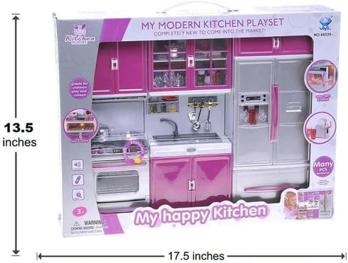 Playset Set (3-in-1) Doll Kitchen for Kids, My Modern Mini Kitchen House Furniture Pretend Play Toy Accessories