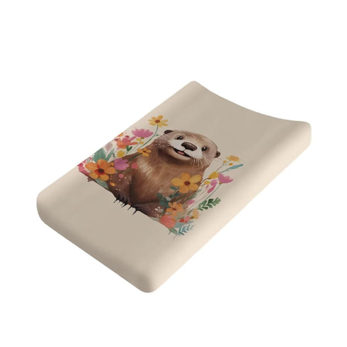 Breathable Diaper Changing Pad Cover for Baby Girls and Boys, Soft Changing Table Sheets 16 * 32 Inches, Otter Floral