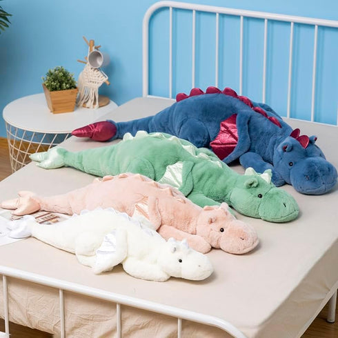 Dragon Stuffed Animal, Blue Green Pink White Plush for Kids, Small Medium and Large Sizes Available
