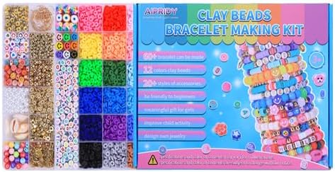 5 6 7 8 9 10 11 12 (24 6500 AIPRIDY Girls Toys Bracelet Making Kit, Clay Beads Jewelry Activity Kit, DIY Crafts
