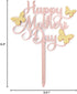 6 pcs Acrylic Cake Topper, Happy Mother's Day Decorative Party Cake Decoration with Rose Gold Butterfly