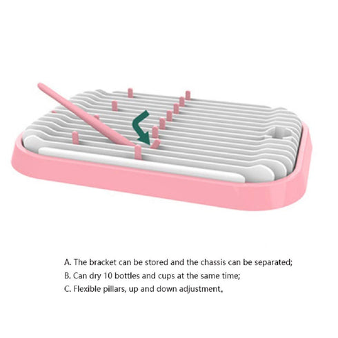 Baby Bottle Drying Rack Dryer Space Saving Travel Holder for Pump Cup Accessories(Pink)