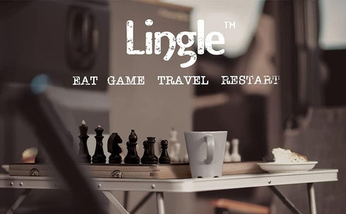 Lingle 15 Inch Travel Wooden Folding Chess Set with 3 Inch Kh Chess Pieces - Walnut & Maple Inlay Board