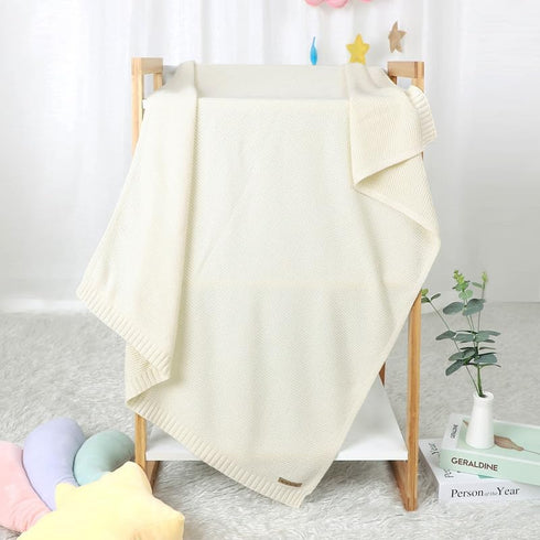 Baby Blanket Boy Girl, Cotton Knitted Soft Swaddling Receiving Blanket, 30 x 40 Inch for Newborns