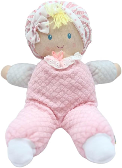 Soft Baby Doll - Cuddly and Soft - Perfect First Doll for Infants and Toddlers - Cute Pink and White Outfit - Nontoxic