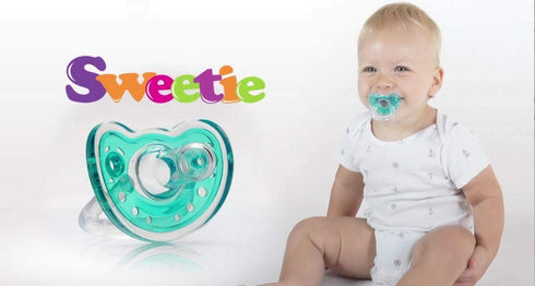 Sweetie Silicone Pacifier Refuser Soother, 100% Silicone BPA Free, 2 Count (Turquoise)
