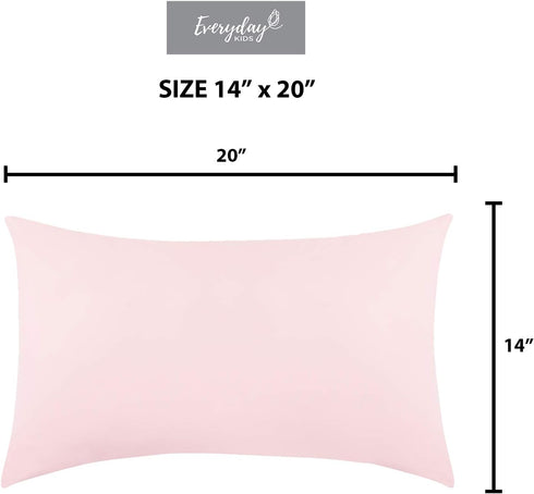 Toddler Travel Pillowcases 2-Pack, Solid Pink, 100% Soft Microfiber, Hypoallergenic, Fits 14x19, 13x18 or 12x16 Pillows