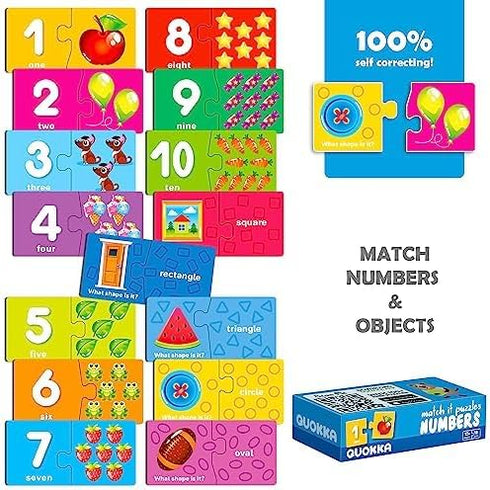 QUOKKA 5X MEGASET Puzzles for Toddlers 3-5, Matching Games for Kids Ages 2-4, Numbers Animals Opposites ABC Learning