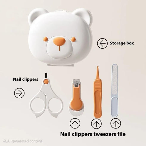 Generic Set Set, Baby Manicure with Nail Clipper, Scissors, File, Tweezer & Silicone Nasal Aspirator Safe Nail Care