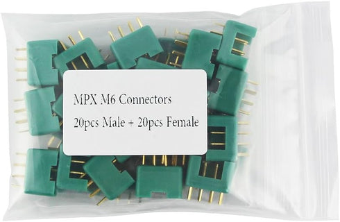 20 Pairs MPX Multiplex Connectors - 6 Pin MPX Plug Male and Female for RC LiPo Battery ESC Motor