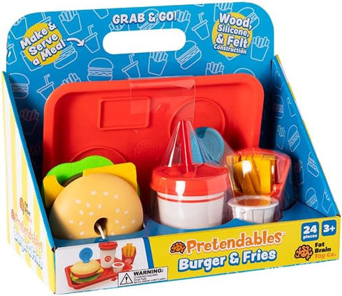 Set 3 7 Fat Brain Toys Pretendables Burger & Fries - Imaginative Play Food for Ages