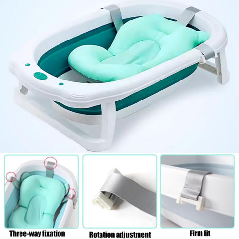SIQITECHNO 0-12 Baby Bath Cushion Newborn Bathtub Mat Non-Slip Baby Bath Pad Quick Dry Baby Bathtub Pillow Seat Mat
