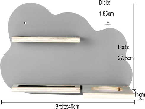 Magnetic Wall Shelf for toniebox - Space for 14 Figures, Wooden Design, Gray