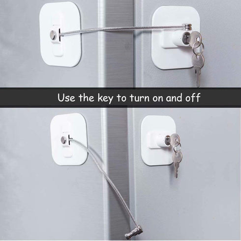 2 Pack Refrigerator Locks with Keys, White Fridge Lock for a Refrigerator