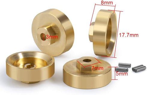 4pcs Brass SCX24 Wheel Hex Adaptor 5mm for AXI90081, AXI00001, AXI00002, 1/24 RC Car Upgrades Parts
