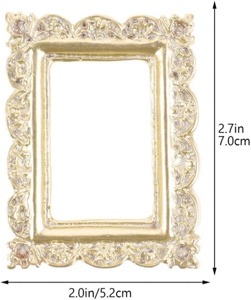 Dollhouse Frames, 6pcs Miniature Vintage Resin Picture Frames, Ornate Wall Hanging Antique Rectangle Frames
