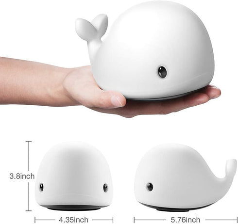 OURRY 7 Cute Whale Night Light for Kids,Kawaii Baby Night Light with LED Colors Changing,Tap Control Nursery Squishy