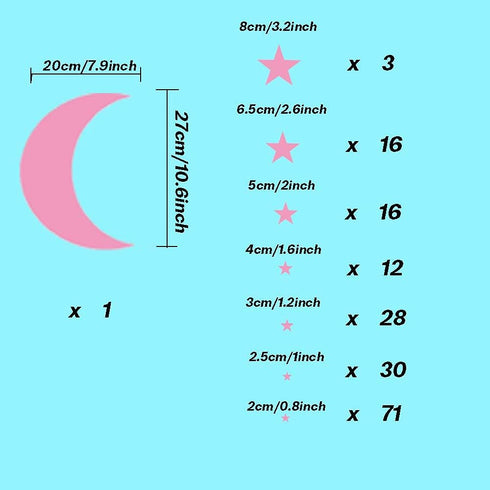 Moon and Stars Wall Decal Vinyl Sticker, Removable Kids Art DIY Mural for Baby Room Decoration, Good Night Nursery